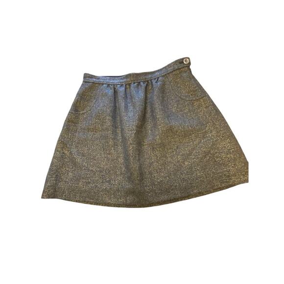 J Crew Short Mini Skirt Black Gray Gold Shimmer Pockets Wool Blend Women size 2 - Picture 1 of 11